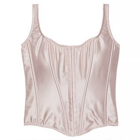 Victoria’s Secret VS Corset Top Sterling Silver Grey 100% Silk Small-DD New - Picture 1 of 5